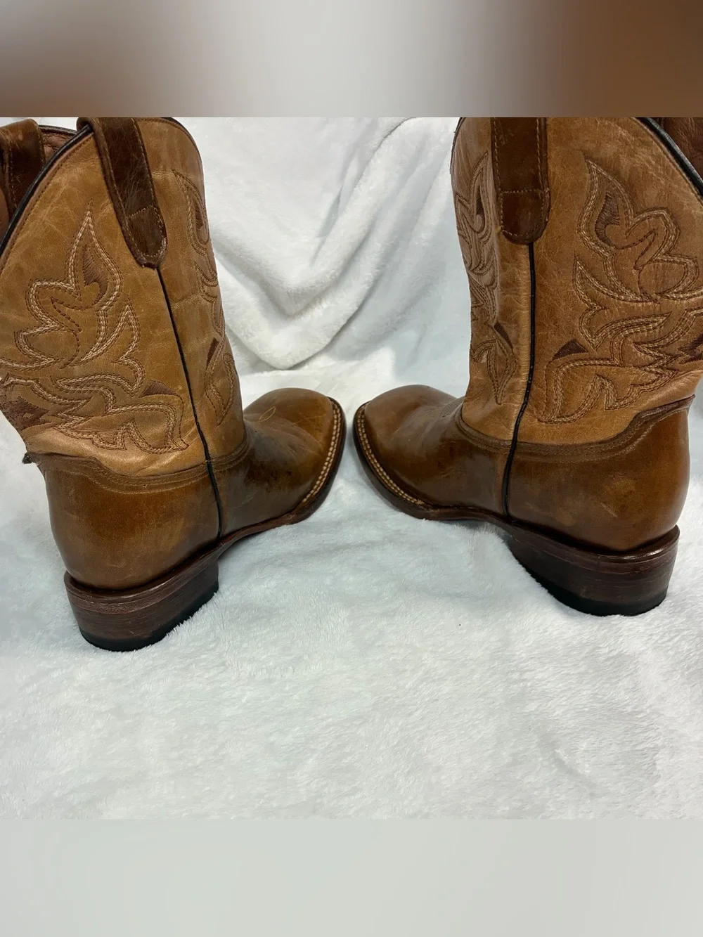 Tanner Mark 4592 Youth Size 2 Genuine Leather Western Cowboy Boots Brown Tan